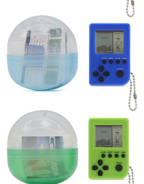 Nhật Bản YELL nhỏ siêu nhỏ retro hoài cổ Tetris trò chơi điều khiển cầm tay sinh viên đồ chơi trứng mặt dây chuyền - Bảng điều khiển trò chơi di động đồ chơi điện tử cầm tay