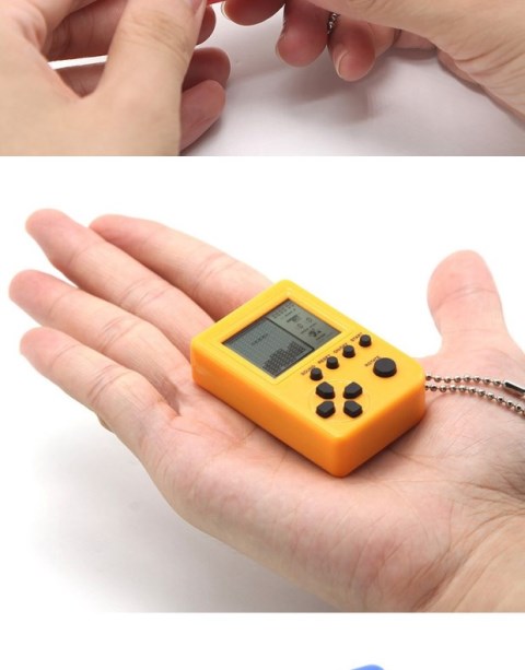 Nhật Bản mini mini retro hoài cổ tetris máy trò chơi xoắn trứng chìa khóa vòng mặt dây chuyền sinh viên cầm tay máy chơi game cầm tay android