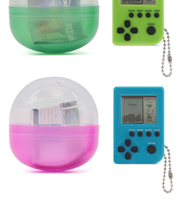 Nhật Bản mini mini retro hoài cổ tetris máy trò chơi xoắn trứng chìa khóa vòng mặt dây chuyền sinh viên cầm tay máy chơi game cầm tay android