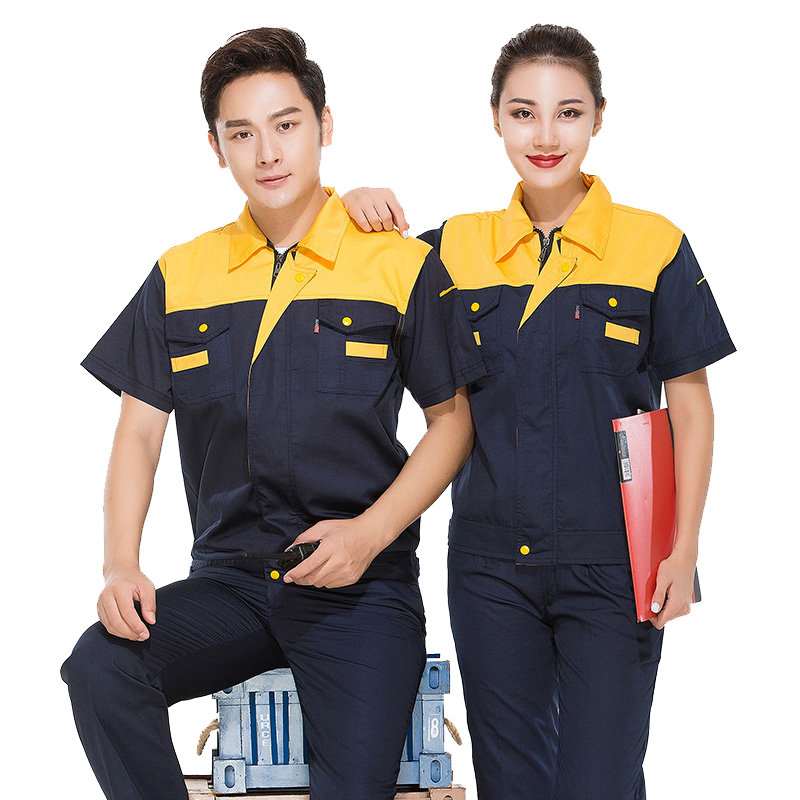 Summer workclothes ngắn tay phù hợp với tùy chỉnh áo khoác nam bảo hộ lao động nhà máy đồng phục xưởng nam lao động quần áo bảo hộ quần áo sửa chữa ô tô