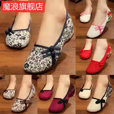  Spring and summer ethnic style retro buckle women's Chinese dance shoes Old Beijing cloth shoes Linen embroidered shoes Ancient Hanfu