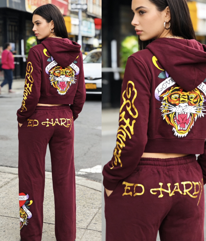 European Style Tiger Head Y2K Trendy Women's Polyester-Cotton Printed Hoodie Jacket Wide-Leg Pants Women's Light Luxury Niche European Style Tiger Head Y2K Trendy Women's Polyester-Cotton Printed Hoodie Jacket Wide-Leg Pants Women's Light Luxury Niche