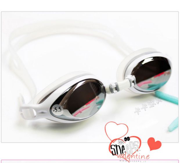 Kính cận thị kính trắng Yalijia kính bơi kính mạ điện chống tia cực tím UV nam và nữ - Goggles kinh bơi