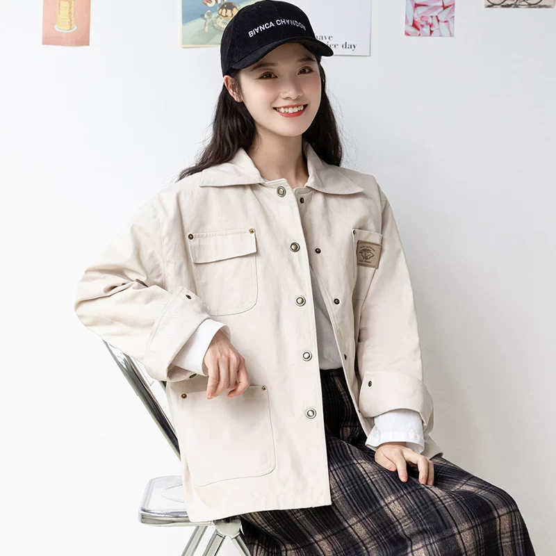 Tide, spring autumn black short thin retro jacket, 2021 collection, loose fit