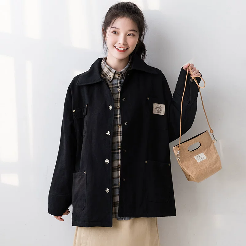 Tide, spring autumn black short thin retro jacket, 2021 collection, loose fit