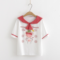 Junior high school students short sleeve T-shirt 15-year-old big boy girl cute strawberry top 17 summer 16 womens clothing