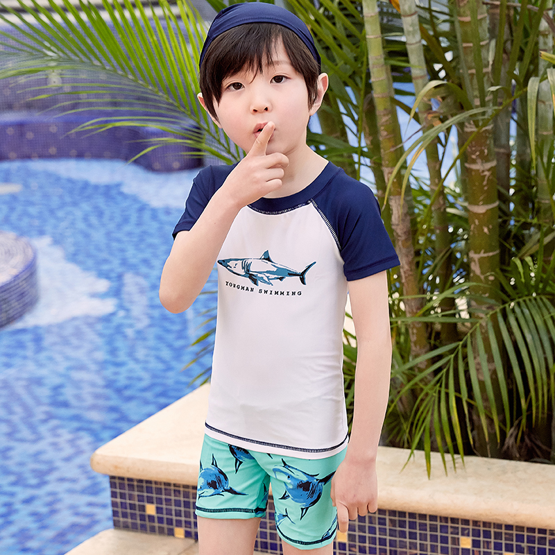 Children's swimsuit small CUHK child Korean baby Two-style swimsuit boy boy sunscreen Speed Dry Warm Spa Swimsuit