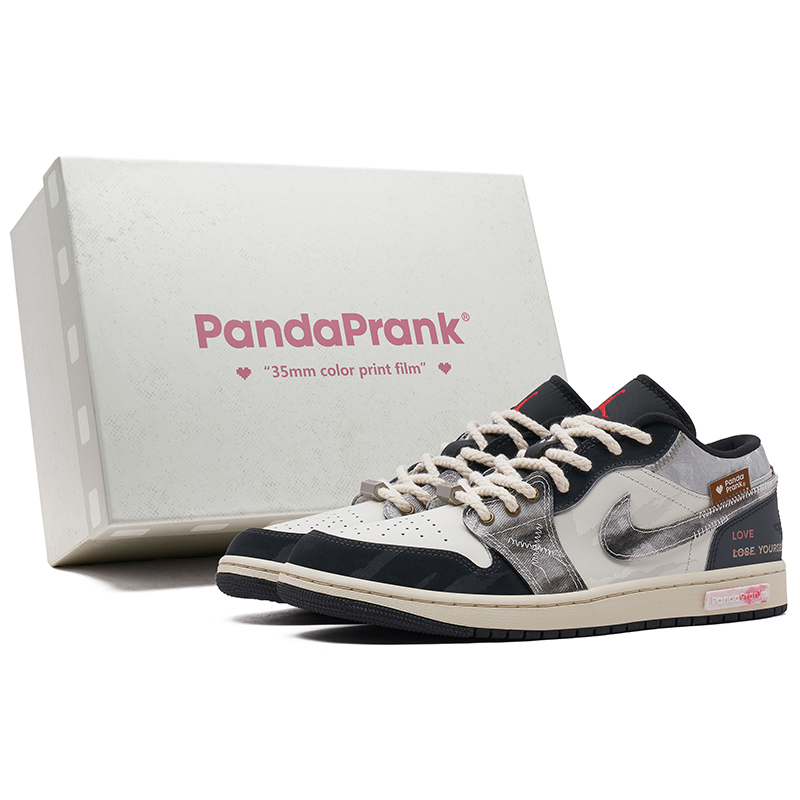 Panda Prank Air Jordan 1 Film Love Letter Low-Top Outdoor Casual Retro Basketball Shoes Trend