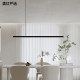 Italian Minimalist Black Restaurant Chandelier Strip Light All-Copper Led Light Luxury Linear Bar Table Dining Table Office Light