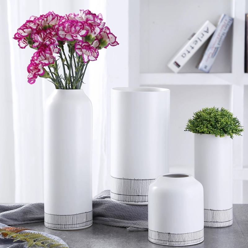 Bình gốm phong cách Bắc Âu mới Trung Quốc hoa khô trang trí phòng khách mô phỏng cắm hoa nhà TV tủ mềm trang trí - Vase / Bồn hoa & Kệ