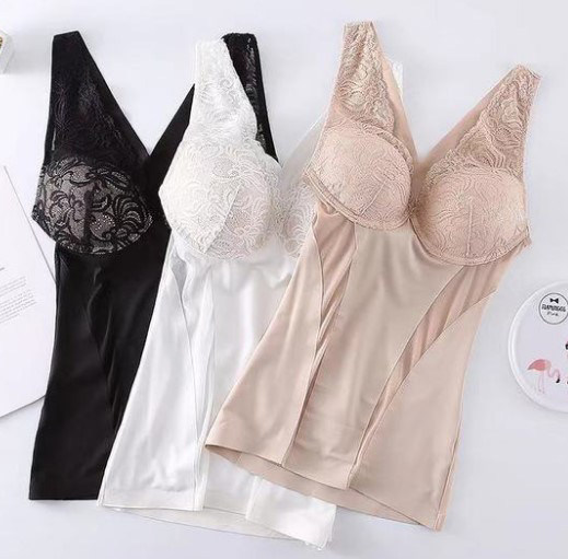 Japanese women's summer thin-style cup-style close-up body underwear one-piece, no-mark harnesses vest bunches waist blouses