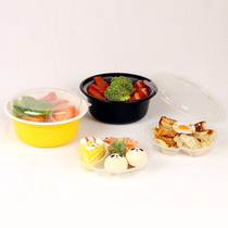 Disposable round plastic fast food box noodles vermicelli rice noodles split bag Bowl take-out two layers of bento boxes