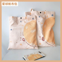 Planet Sails Buns Bag Women Cartoon Students Single Shoulder Bag 100 Hitch Canvas Bag Day Department Cute Hand Shopping Bag Large Capacity