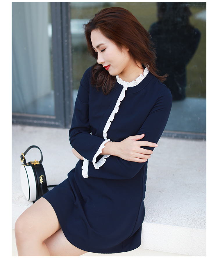 Micro-cork ren Một chiếc váy từ mùa xuân 2019 mới lớn màu đỏ retro khí chất chiến đấu nhận eo phụ nữ - A-Line Váy váy chữ a ngắn