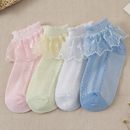 Детские летние тонкие хлопковые японские кружевные белые носки для принцессы