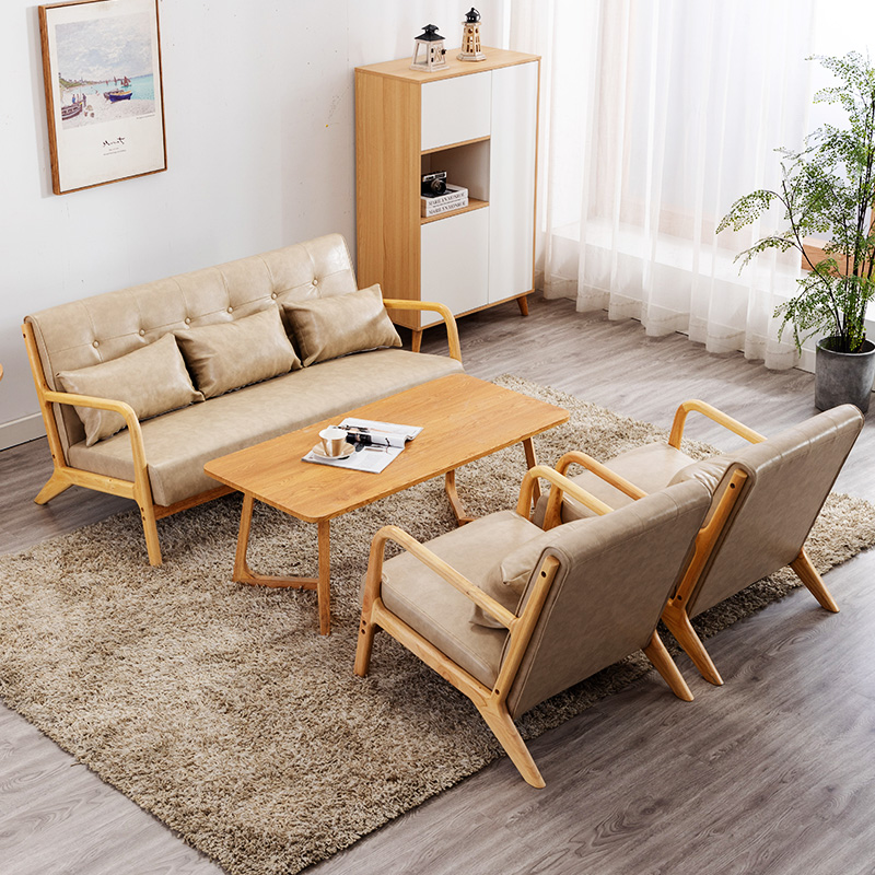 Milk Tea Shop Table and Chair Combination Dessert Cafe Simple Leisure Office Dining Room Negotiation Double Card Seat Leather Sofa