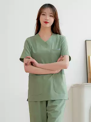 Hand washing clothes Short-sleeved summer beauty salon dental brush hand clothes surgical clothes anti-wrinkle antibacterial female doctor hospital overalls