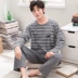Bộ đồ ngủ nam mùa xuân và mùa hè cotton dài tay mùa xuân và mùa thu cotton kích thước lớn nam lỏng lẻo phục vụ nhà nam phù hợp với thanh niên - Giống cái
