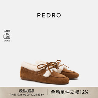PEDRO乐福鞋25冬季女鞋摩登星系列休闲鞋毛毛鞋PW1-66600017-1