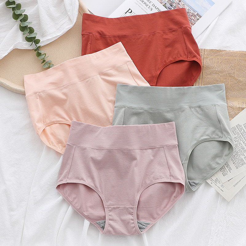 High waist large size pure cotton briefs women 200 catty plus fat people fatter Mama Fat mm Triangle Pants Physiology Aunt Pants
