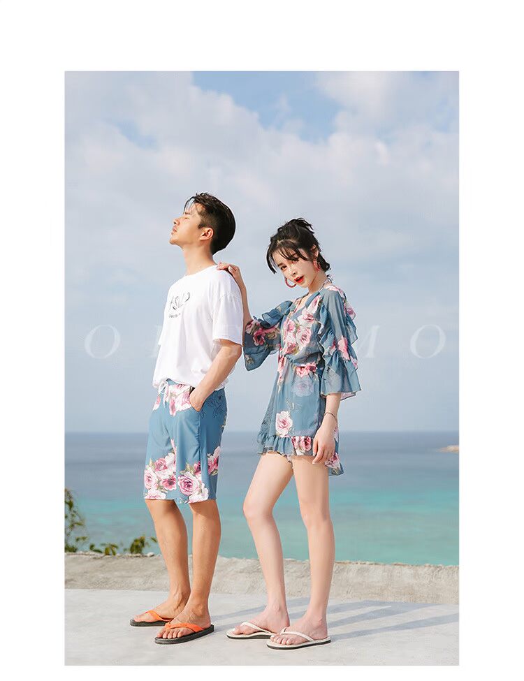 Cặp đôi đồ bơi bikini nữ tính áo ba lỗ ngực nhỏ tập hợp tấm thép tình nhân ấm áp bãi biển JH0717 - Vài đồ bơi đồ biển cặp	