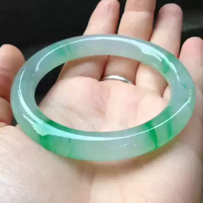 Natural Burmese jade bracelet positive circle old pit a cargo ice glutinous floating flower jade bracelet round strip pendant women with certificate