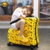 Bduck Little Yellow Duck Box Hành lý của trẻ em có thể gắn phim hoạt hình Em bé vali - Va li