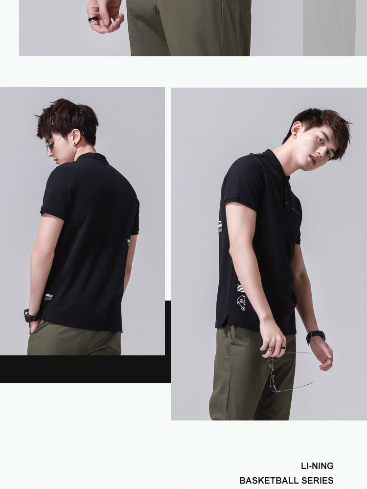 Li Ning áo sơ mi ngắn tay nam hàng loạt bóng rổ BAD FIVE mới thể thao cotton áo polo adidas nam