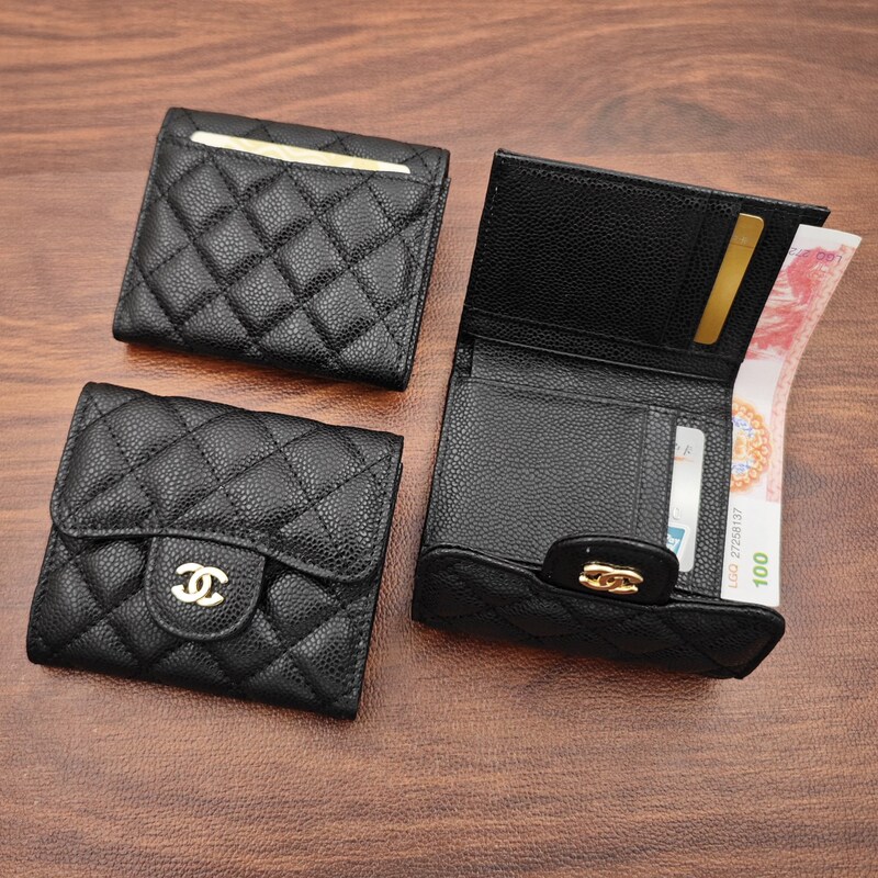 Caviar Diamond Pattern 2025 New Wallet Women's Genuine Leather Card Holder 70% off Short Style High-End Compact Fragrant Milk High Version