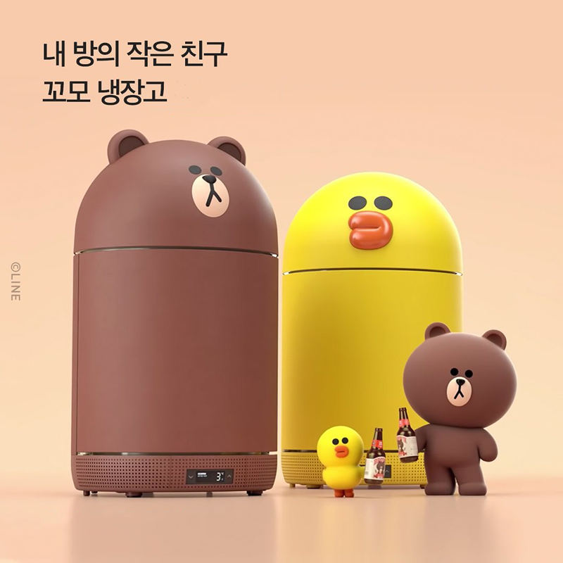 Korean Ccomo Cartoon Line Children's Fridge Brown Bear Sali Chicken Mini Home Mini Sanitised Pop-Taobao