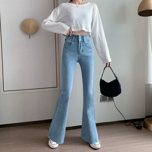 Мегафон, джинсы, осенние штаны, штаны-клёш, высокая талия, коллекция 2021