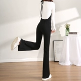 Черные штаны, весенний летний комбинезон, тонкая труба для отдыха, штаны-клёш, высокая талия