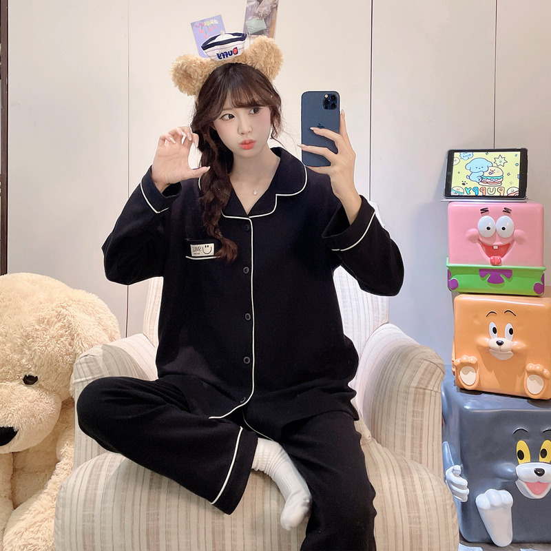 Spring and Autumn Pajamas for Women, Pure Cotton Long-Sleeved Cardigan, Plus Size, Women's Style, Can Be Worn Outside, Autumn Style Home Wear Set Spring and Autumn Pajamas for Women, Pure Cotton Long-Sleeved Cardigan, Plus Size, Women's Style, Can Be Worn Outside, Autumn Style Home Wear Set