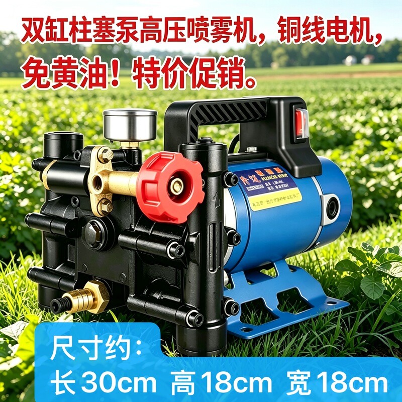Longmai Brand 12V24V48V60V220V Electric Sprayer for Fruit Trees, Dual-Cylinder Plunger Pesticide Sprayer Pump, Agricultural High-Pressure