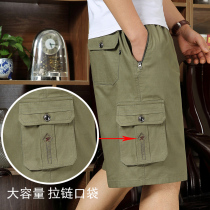 Middle Aged Shorts Men 50% Pants Middle-aged Loose Casual Dad Pants Horse Pants Pure Cotton Outwear Big Pants