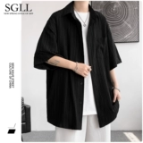 Шелковая летняя рубашка, черная униформа для отдыха, куртка, изысканный стиль