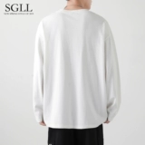 Мужской осенний лонгслив, хлопковая белая цветная базовая приятная телу толстовка, свободный крой