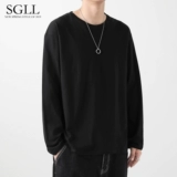 Мужской осенний лонгслив, хлопковая белая цветная базовая приятная телу толстовка, свободный крой