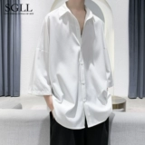 Шелковая летняя рубашка, тонкая униформа, квадратный вырез