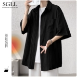 Шелковая летняя рубашка, черная униформа для отдыха, куртка, изысканный стиль