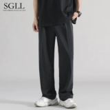 Костюм, демисезонные штаны, трендовые универсальные повседневные брюки, коллекция 2021, свободный прямой крой