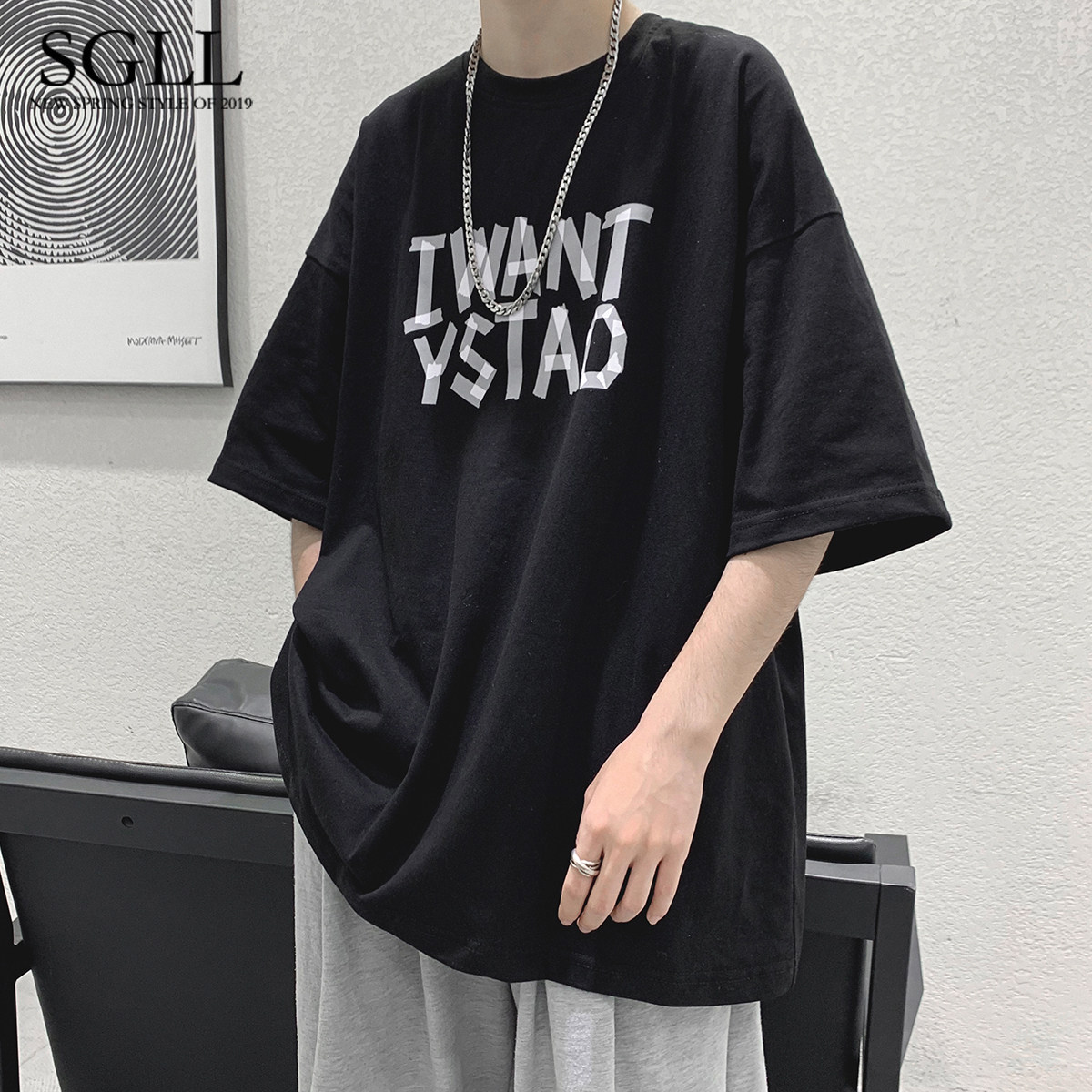 Short Sleeve T-Shirt Boy Summer Clothes Loose Ins Half Sleeve Tide Cards Trendy Small Crowd Design Feel Pure Cotton Heavy blouses