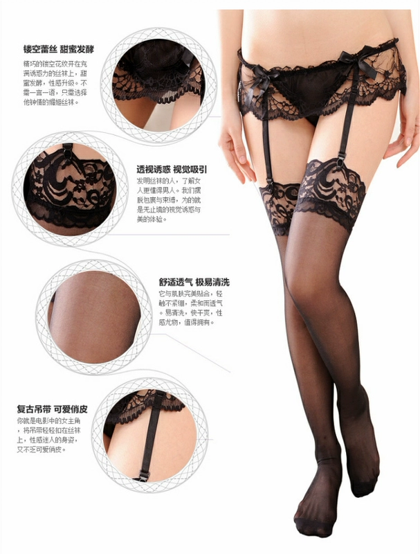 Váy ren như bướm garter set đồ lót nữ siêu mỏng gợi cảm Nhật Bản vớ trắng dài cực kỳ quyến rũ - Nịt Tất dây nịt tất ren dây treo