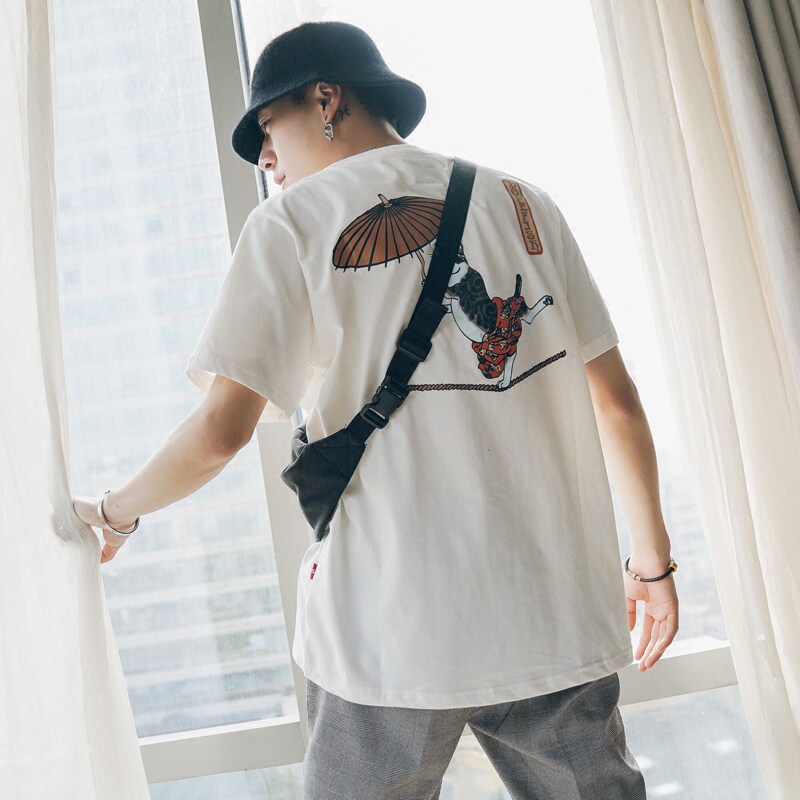 Hangstone One Tree Tide Summer Casual Life Cartoon Printing Short Sleeve T-shirts Men in Round-collar Half-sleeved T-shirts