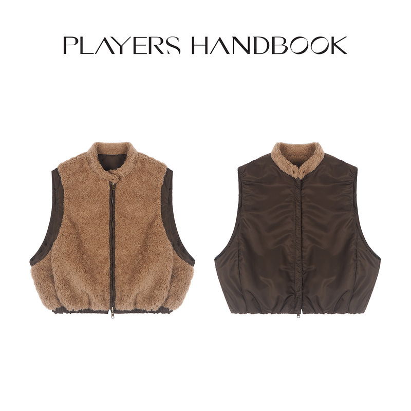 Hehe's Double Latte Autumn/Winter Reversible Wool Casual Warm Fashion Versatile Vest Ph6780 Hehe's Double Latte Autumn/Winter Reversible Wool Casual Warm Fashion Versatile Vest Ph6780
