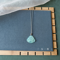 There is only one kind of colored glutinous ice sunny bottom jade Buddha male pendant necklace men's and women's sweater chain gift