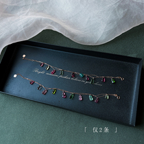 Rare small high goods only 2 glass body rainbow candy tourmaline gourd bracelet female 18K gold birthday gift