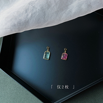 Super delicate only 2 vitreous watermelon tourmaline blue tourmaline gourd pendant 18K gold necklace female clavicle chain