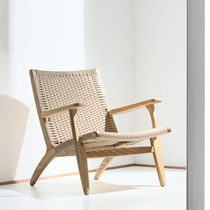 Designer Nordic single sofa chair solid wood simple leisure recliner balcony modern study ins reading chair