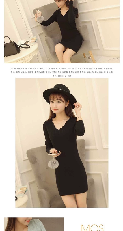 Xuân 2018 phiên bản Hàn Quốc mới của áo len cổ chữ V cổ lọ Áo len nữ dáng lửng Áo len dài tay hoang dã